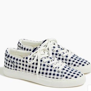 NWT J.Crew Navy Gingham Canvas Sneakers - 8M